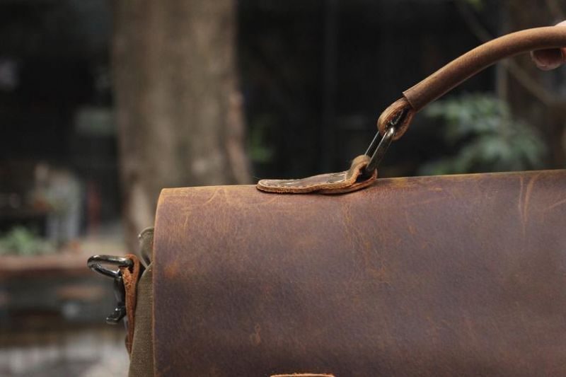 Messenger Bag Satchel Vintage Canvas Leather