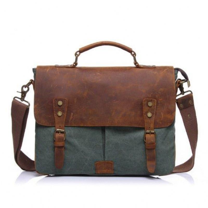 Messenger Bag Satchel Vintage Canvas Leather