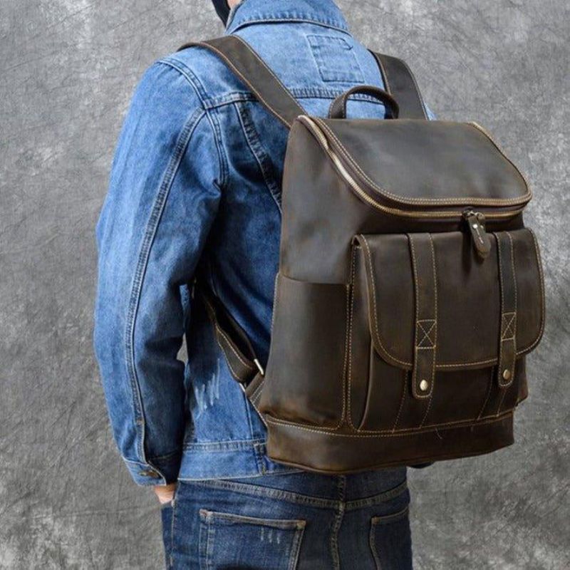 Vintage Bőr Hátizsák 16 Hüvelykes Laptophoz