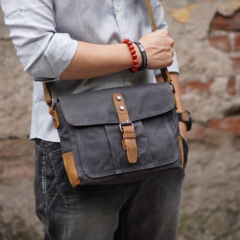 Vintage Viaszos Vászon Crossbody Messenger Bag Kicsi