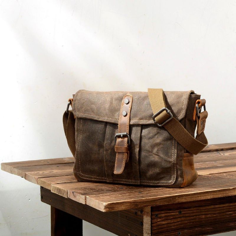 Vintage Viaszos Vászon Crossbody Messenger Bag Kicsi