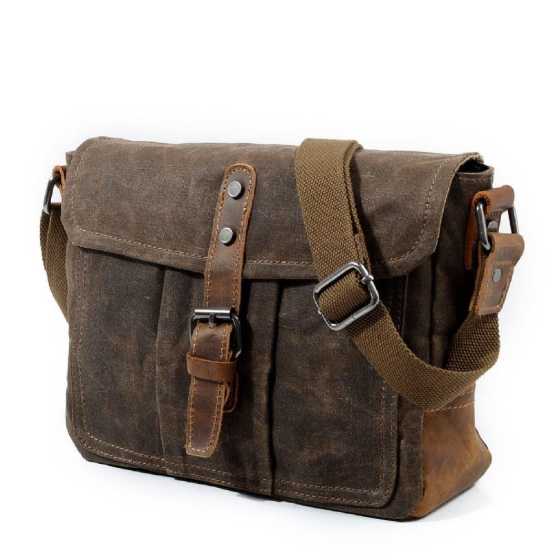 Vintage Viaszos Vászon Crossbody Messenger Bag Kicsi