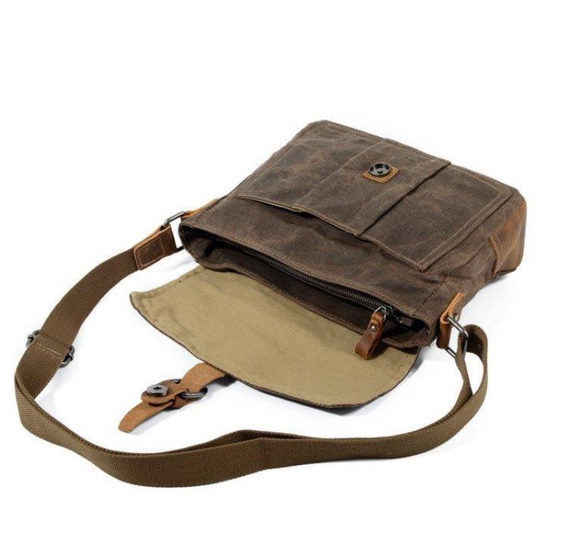 Vintage Viaszos Vászon Crossbody Messenger Bag Kicsi