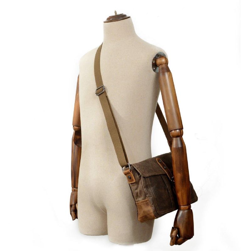 Vintage Viaszos Vászon Crossbody Messenger Bag Kicsi